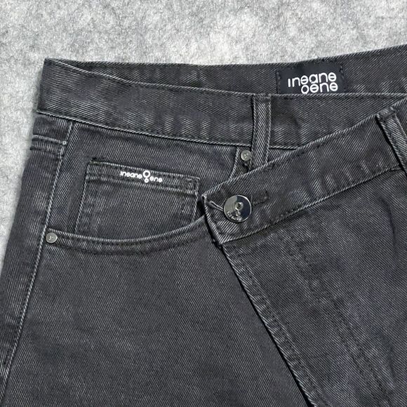 INSANE GENE CROSSOVER High Waist Jeans Shorts Women's S Black Distressed - Picture 12 of 17